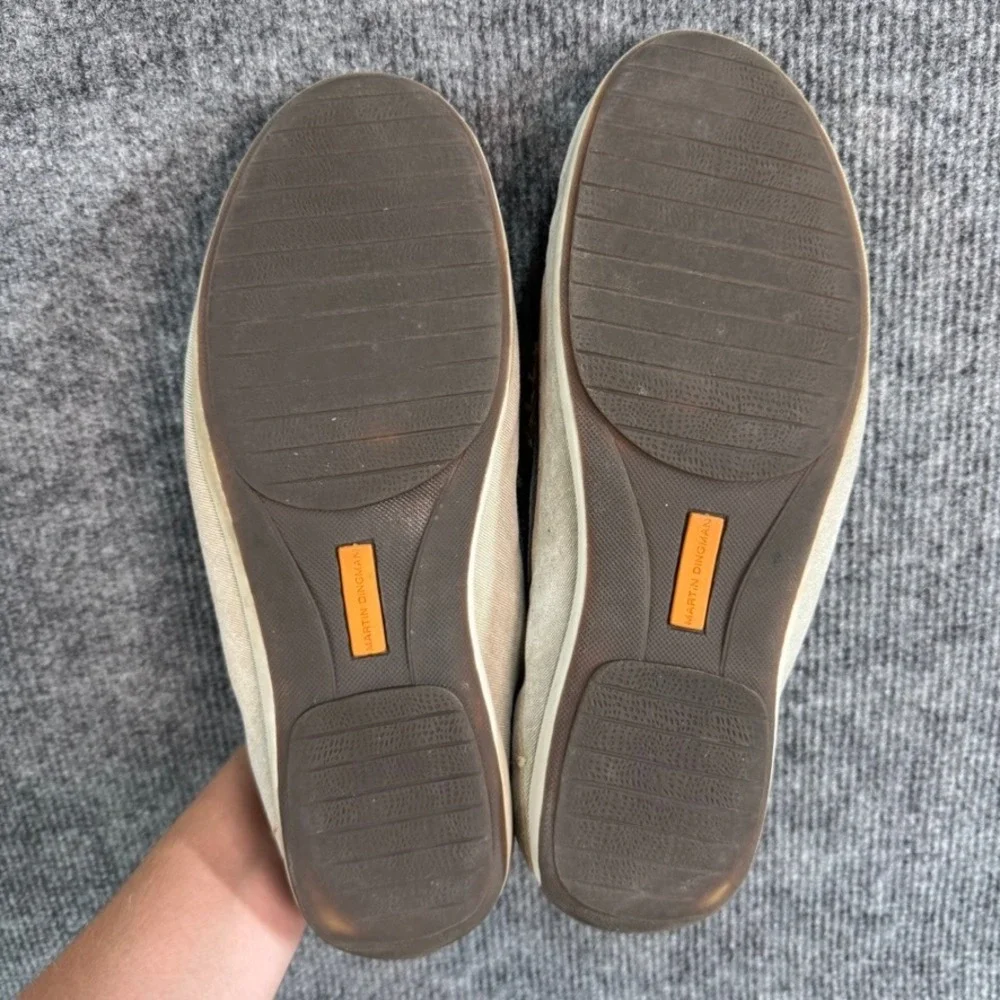 Martin Dingman Mens Canvas Bit Loafers Tan Grey Moc Toe Slip On Shoes Size 10M